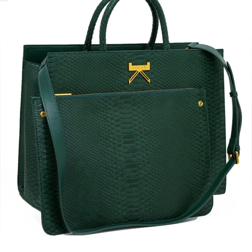 KLASSICKLOTH BOUID 34 Laptop Bag Dark Green Leather Removable Clutch AUTHENTIC - Picture 3 of 11